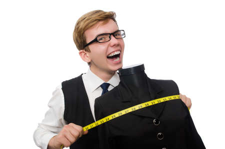 Funny tailor isolated on whiteの写真素材