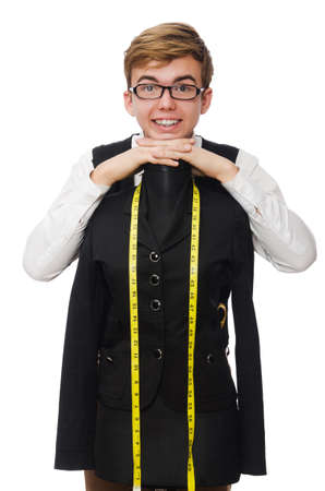 Funny tailor isolated on whiteの写真素材