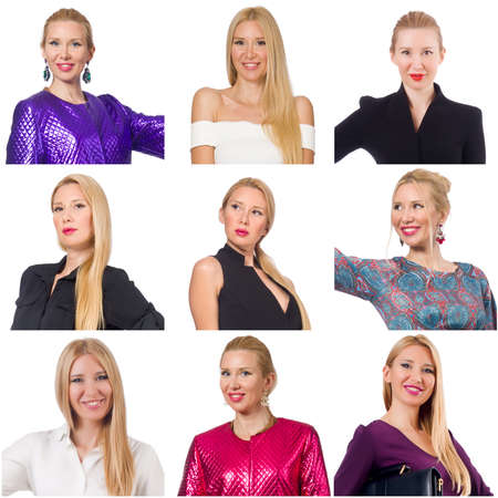 Collage of many faces from same modelの写真素材