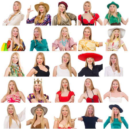 Collage of many faces from same modelの写真素材