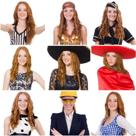 Collage of many faces from same modelの写真素材