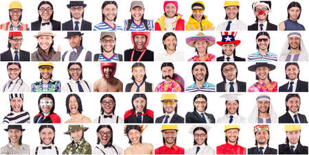 Collage of many faces from same modelの写真素材