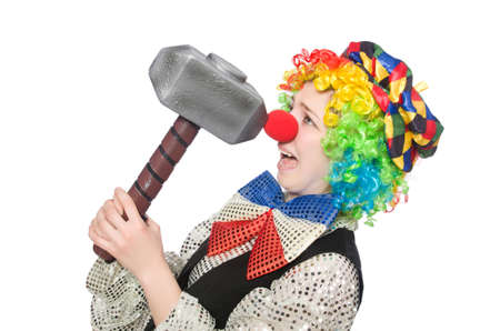 Female clown isolated on whiteの写真素材