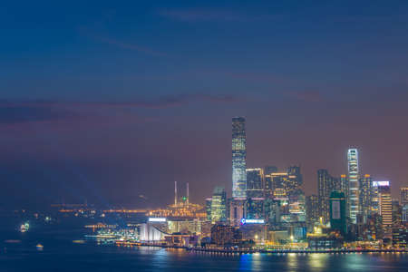 View of Hong Kong during sunset hoursのeditorial素材
