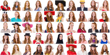 Collage of many faces from same model