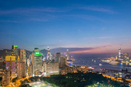 View of Hong Kong during sunset hoursのeditorial素材