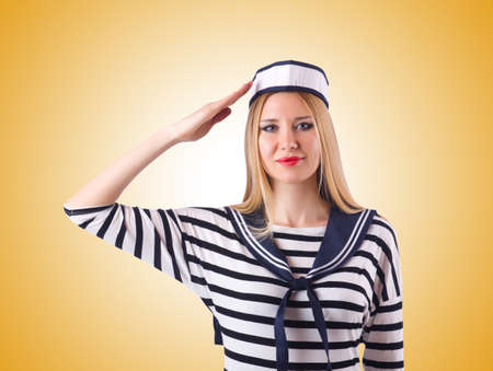 Woman sailor in marine conceptの写真素材