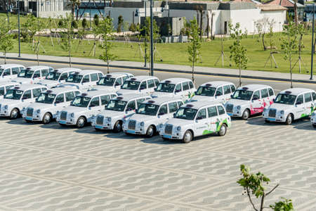 BAKU - MAY 10, 2015: London Cabs on May 10 in BAKU, Azerbaijan. London Cabs were brought to Baku to support the first European Gamesのeditorial素材