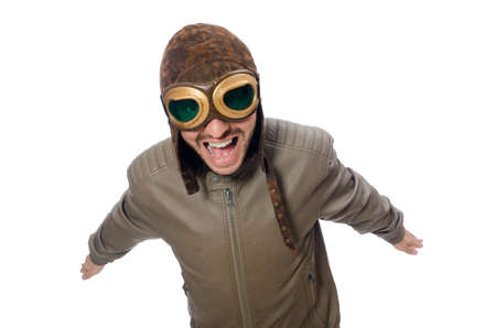 Funny pilot isolated on the whiteの写真素材