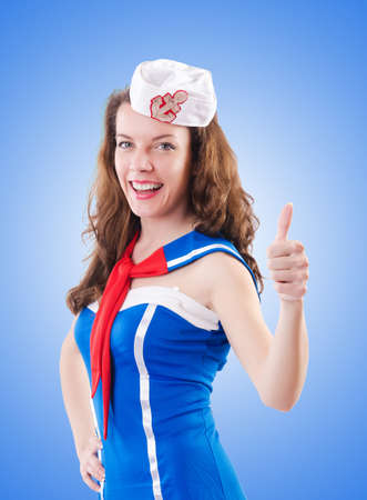 Young woman sailor in marine conceptの写真素材