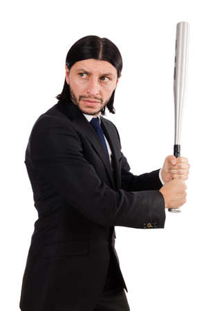 Young elegant man in black suit isolated on whiteの写真素材