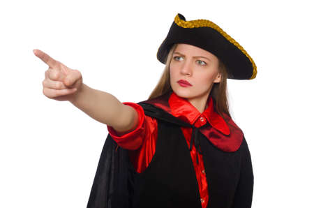 Pretty girl in carnival clothing isolated on whiteの写真素材