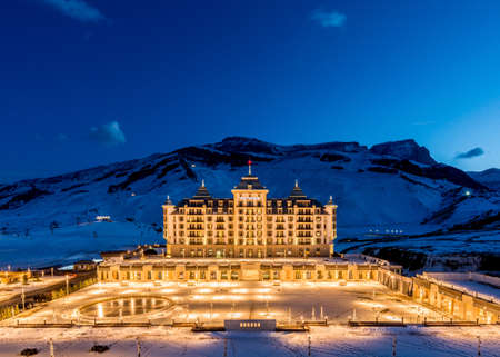 Shahdag - FEBRUARY 27, 2015: Tourist Hotels  on February 27 in Azerbaijan, Shahdag. Shahdag has become a popular tourist destination for skiing in Azerbaijan.のeditorial素材