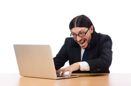 Businessman in business concept isolated on whiteの写真素材