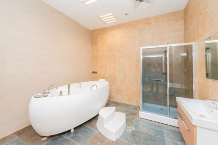 White bath in the bathroom