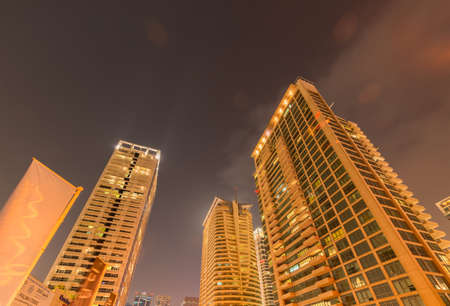 Dubai - AUGUST 9, 2014: Dubai Marina district on August 9 in UAE. Dubai is fastly developing city in Middle Eastのeditorial素材