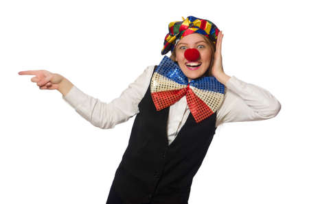 Pretty female clown isolated on whiteの写真素材