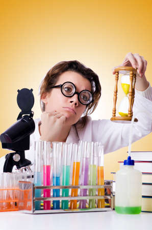 Crazy woman chemist in labの写真素材