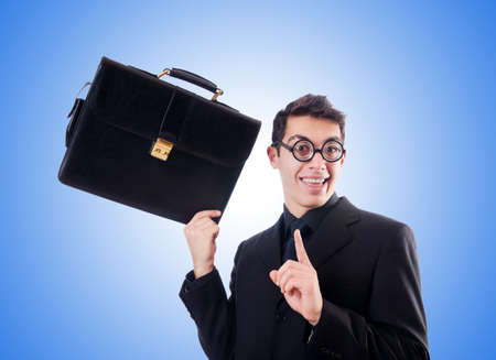 Nerd businessman against the gradientの写真素材