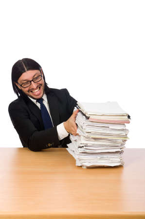 Businessman in business concept isolated on whiteの写真素材