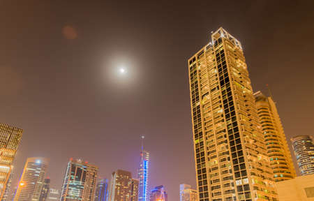 Dubai - AUGUST 9, 2014: Dubai Marina district on August 9 in UAE. Dubai is fastly developing city in Middle Eastのeditorial素材