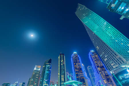 Dubai - JANUARY 10, 2015: Marina district on January 10 in UAE, Dubai. Marina district is popular residential area in Dubaiのeditorial素材