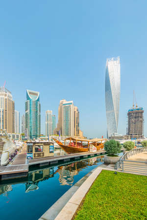Dubai - AUGUST 9, 2014: Dubai Marina district on August 9 in UAE. Dubai is fastly developing city in Middle Eastのeditorial素材