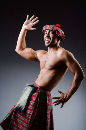 Man wearing traditional scottish clothingの写真素材