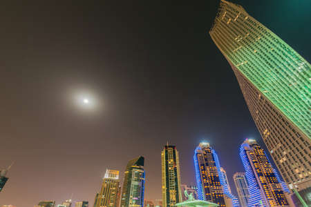 Dubai - JANUARY 10, 2015: Marina district on January 10 in UAE, Dubai. Marina district is popular residential area in Dubaiのeditorial素材