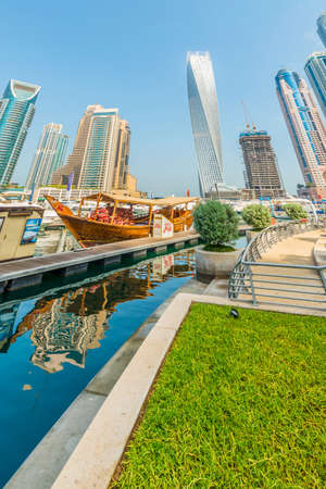 Dubai - AUGUST 9, 2014: Dubai Marina district on August 9 in UAE. Dubai is fastly developing city in...