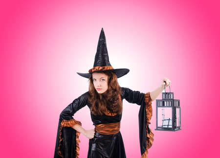 Witch against the gradient backgroundの写真素材