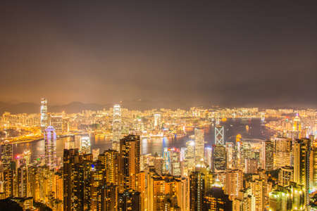 View of Hong Kong during sunset hoursの写真素材