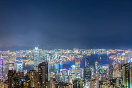 View of Hong Kong during sunset hoursの写真素材