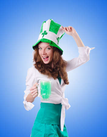 Young girl in saint patrick celebration conceptの写真素材