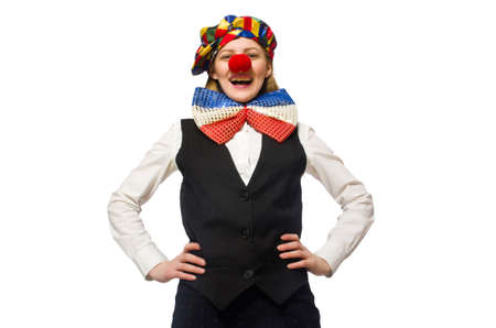 Pretty female clown isolated on whiteの写真素材