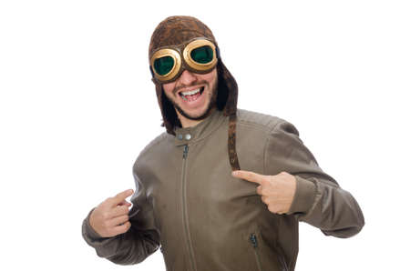 Funny pilot isolated on the whiteの写真素材