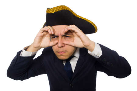 Young captain isolated on whiteの写真素材