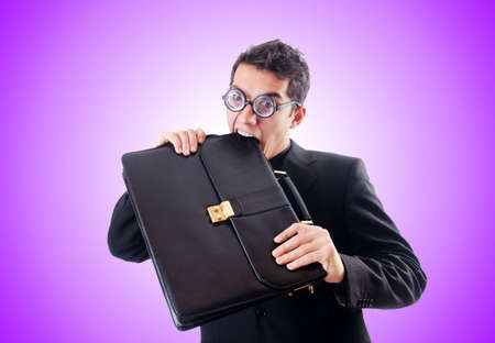 Nerd businessman against the gradientの写真素材