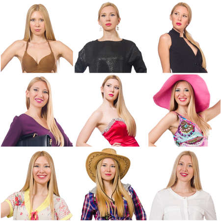 Collage of many faces from same modelの写真素材