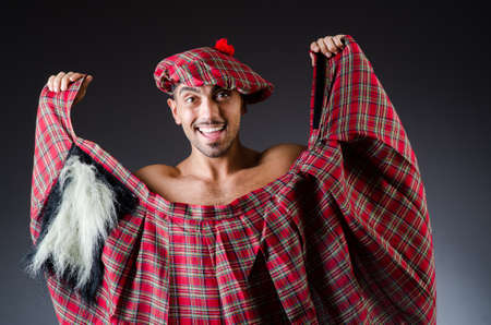 Man wearing traditional scottish clothingの写真素材