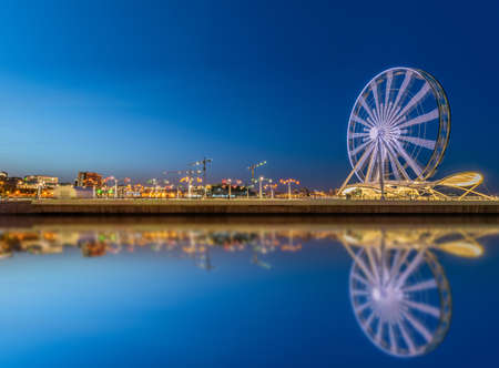 Ferris wheel at sea boulevard in Baku Azerbaijanの写真素材