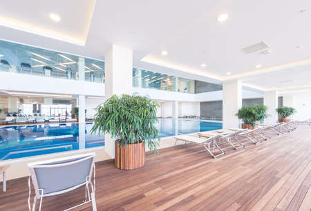 Indoor swimming pool in healthy conceptの写真素材
