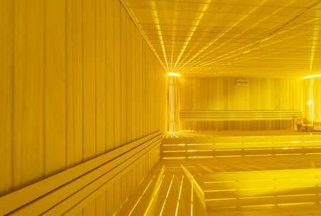 Hot wooden sauna room interiorの写真素材