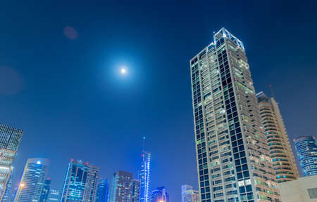 Dubai - AUGUST 9, 2014: Dubai Marina district on August 9 in UAE. Dubai is fastly developing city in Middle Eastのeditorial素材