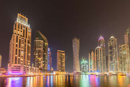 Dubai - JANUARY 10, 2015: Marina district on January 10 in UAE, Dubai. Marina district is popular residential area in Dubaiのeditorial素材