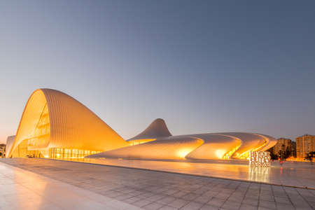 BAKU- JULY 20: Heydar Aliyev Center on July 20, 2015 in Baku, Azerbaijan. Heydar Aliyev Center won the Design Museum's Designs of the Year Award in 2014のeditorial素材