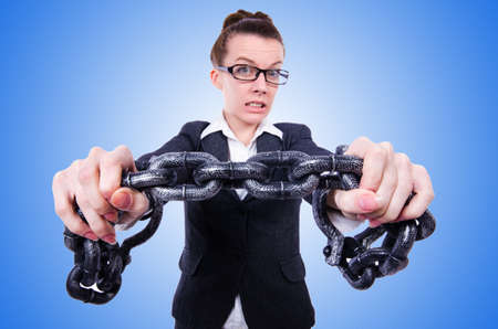 Woman with hands and handcuffsの写真素材