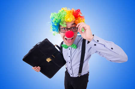 Clown businessman isolated on whiteの写真素材