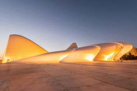 BAKU- JULY 20: Heydar Aliyev Center on July 20, 2015 in Baku, Azerbaijan. Heydar Aliyev Center won the Design Museum's Designs of the Year Award in 2014のeditorial素材