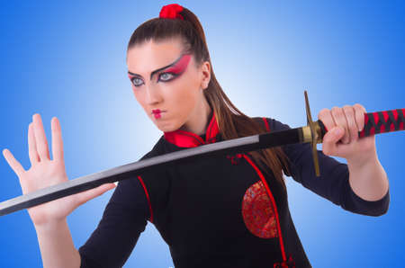 Woman in japanese martial art concept